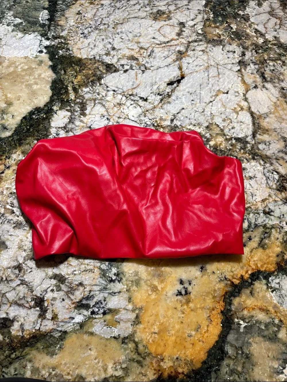 Red faux leather  going out tube top